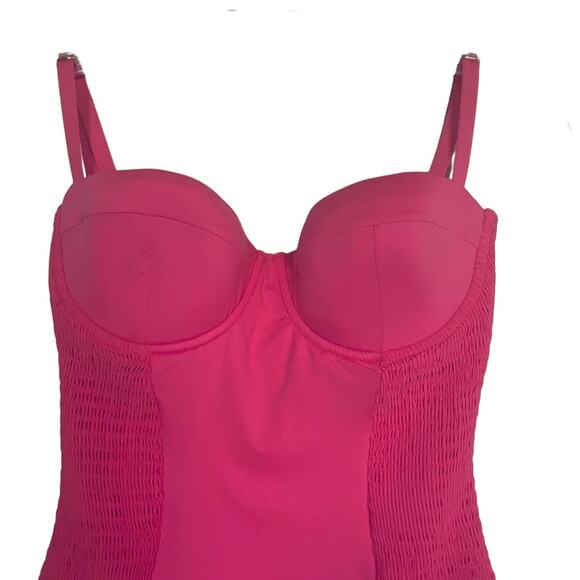 Kate Spade Smocked Underwire Pink One Piece Swimsuit Size Small - Picture 4 of 13